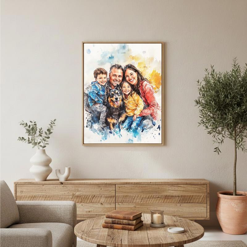 Hand-Painted Style Family Canvas A Treasured Watercolor Heirloom