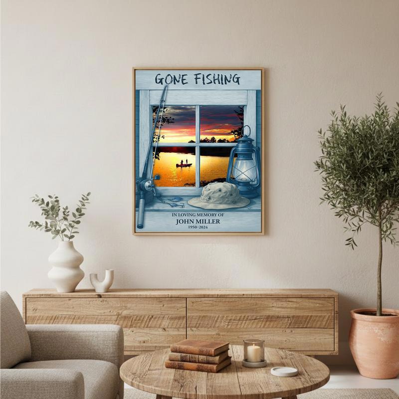 Fisherman's Personalized Remembrance - Gone Fishing Tribute Canvas