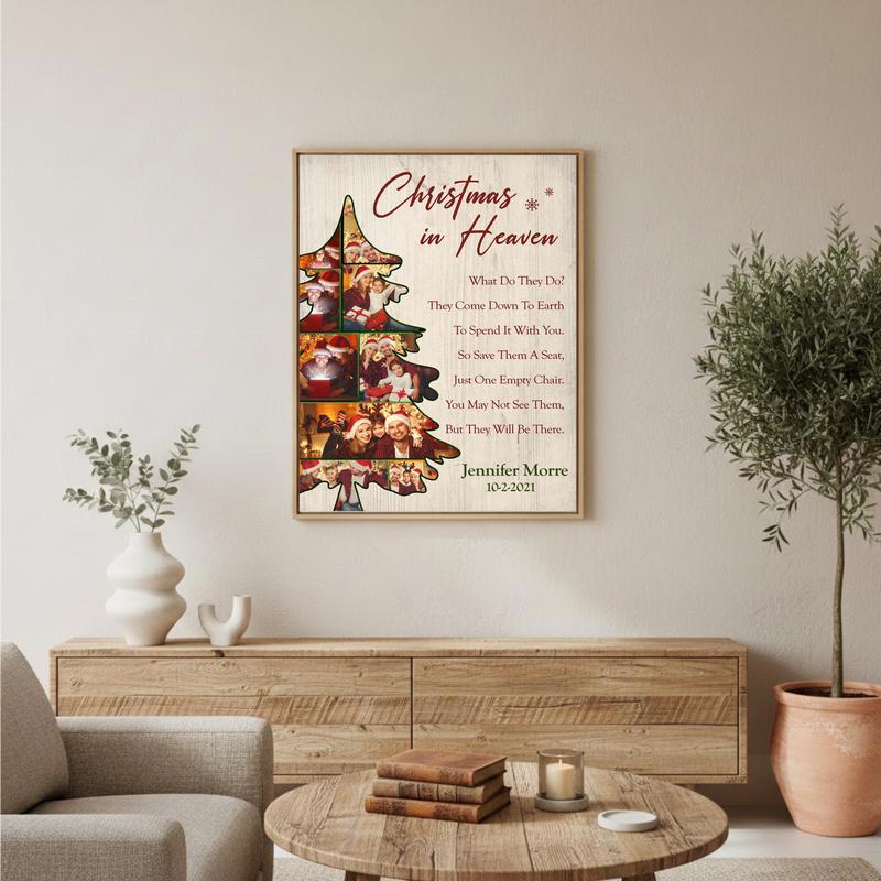Forever In Our Hearts Personalized Christmas Family Tree Memorial Canvas