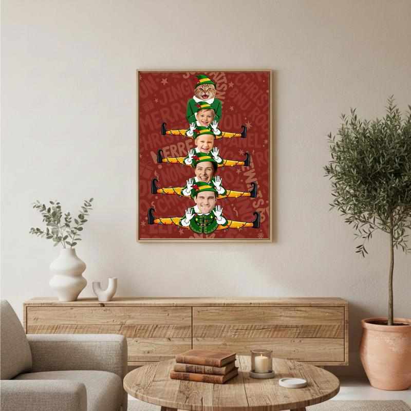 Funny Elf Family Canvas Keepsake - Personalized Christmas Gift