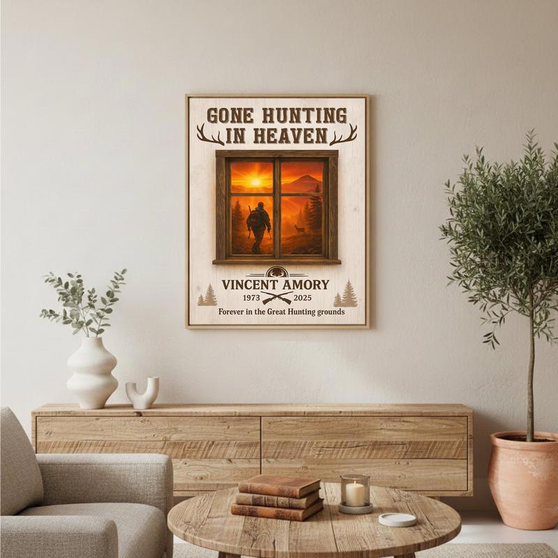 Gone Hunting In Heaven - Personalized Hunter Memorial Canvas