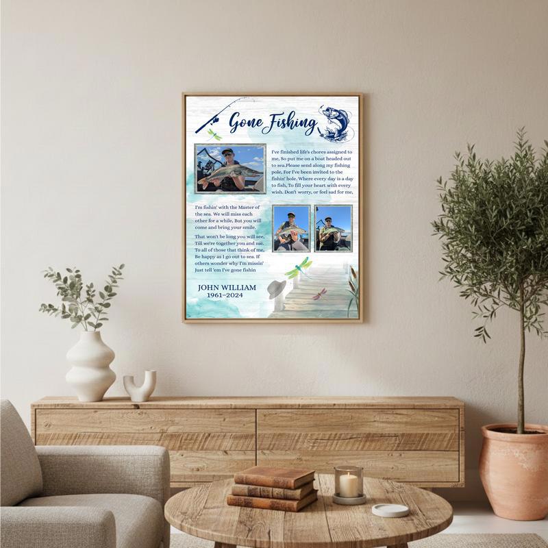 In Loving Memory - Dad's Fisherman Photo Collage Canvas