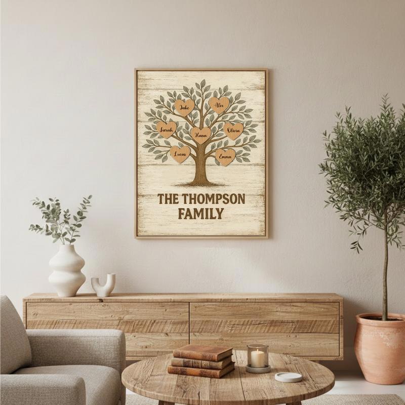 Meaningful Gift For Family - Personalized Family Tree Canvas