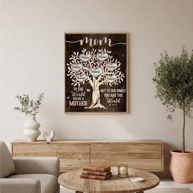 Unique Mom Keepsake Family Tree Canvas My World in One Person Art