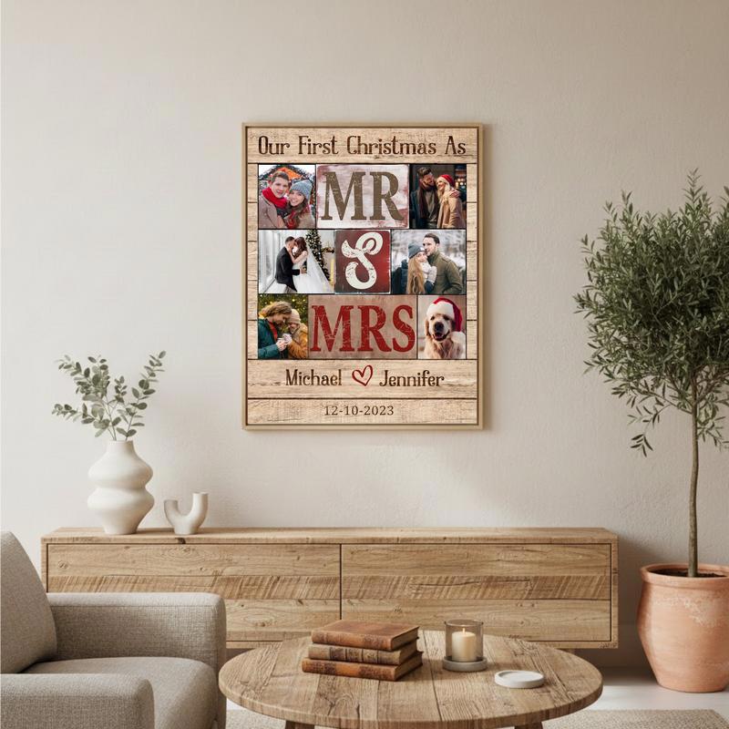 Custom Mr. and Mrs. Canvas Our First Christmas Together