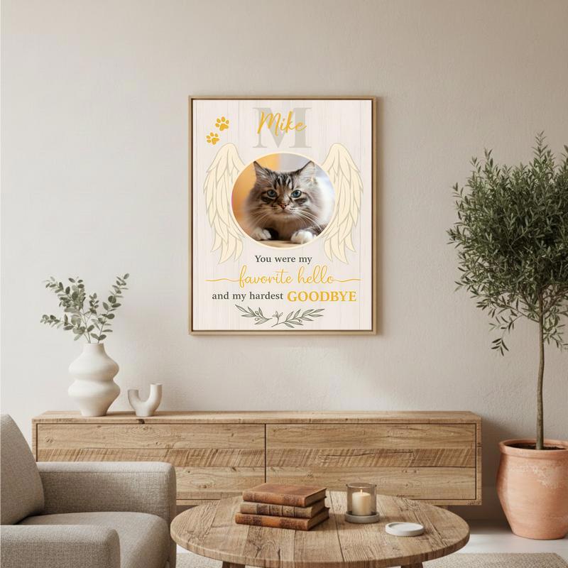 Personalized Cat Photo Memorial With Angel Wings Canvas