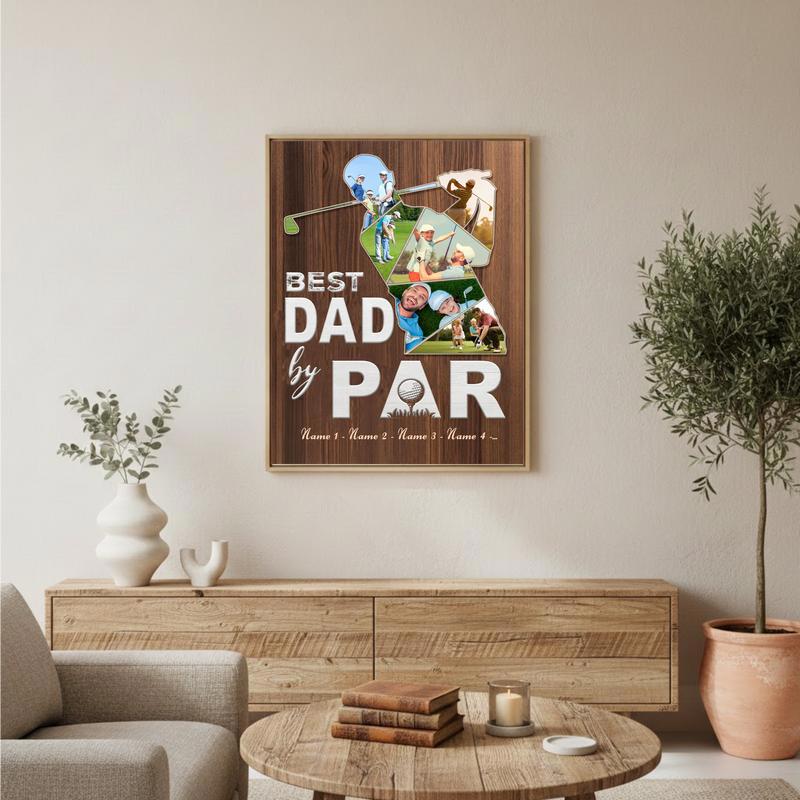 Capture Dad's Golf Day Custom Photo Collage Canvas