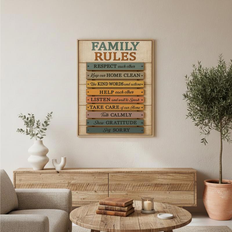 Personalized Family Rules Sign Rustic Farmhouse Canvas