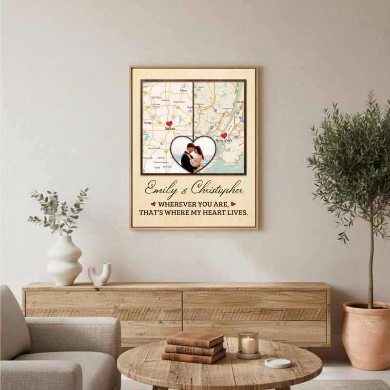 Personalized Map Art To Close The Distance - Couples Gift Canvas