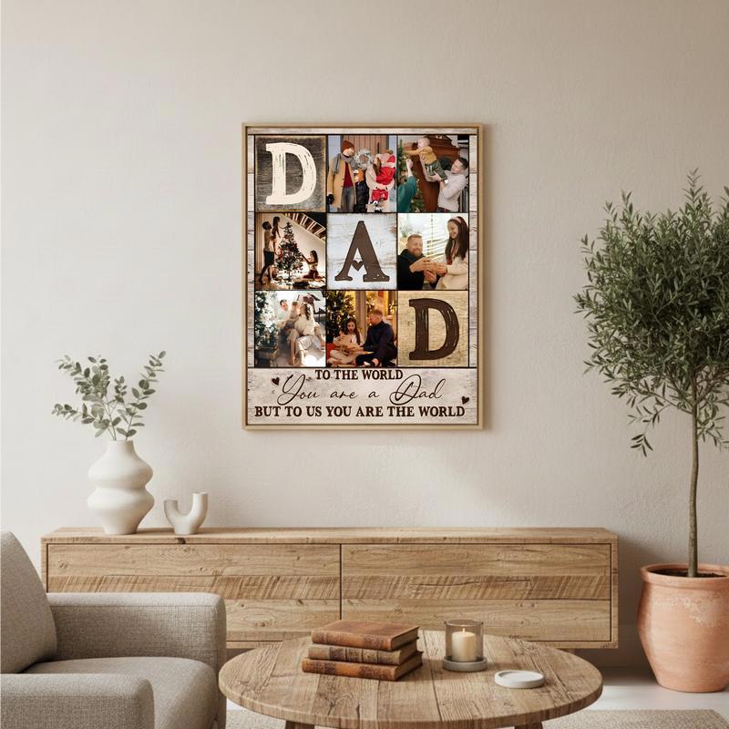 A Father's World in Photos Personalized Collage Canvas