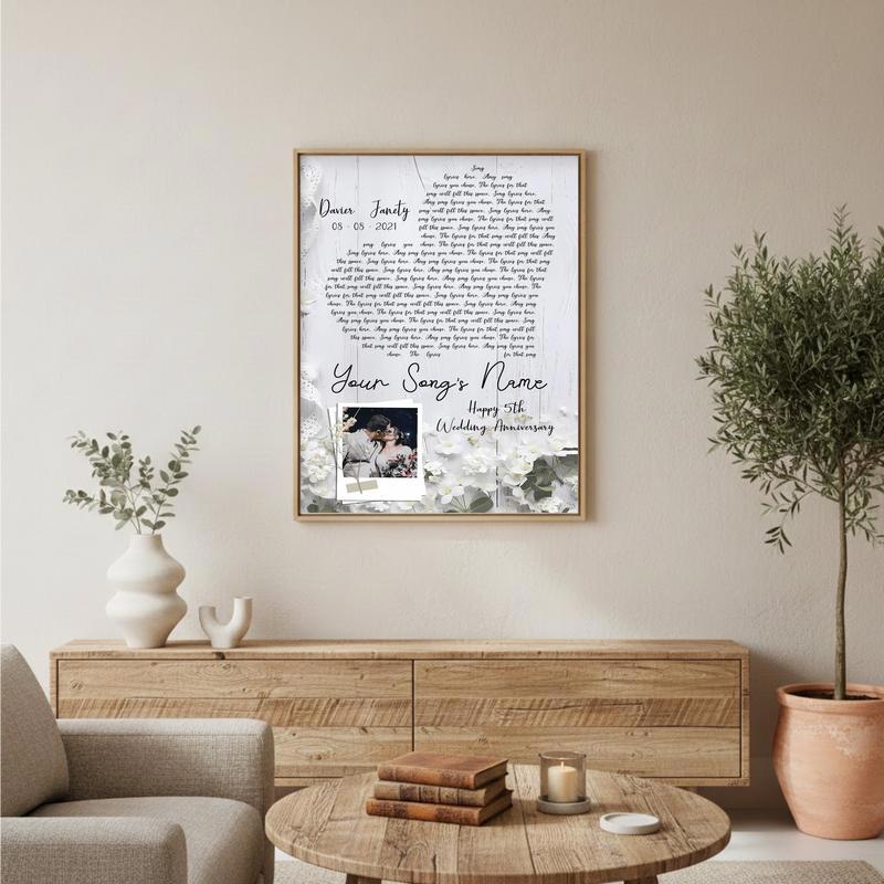 Personalized Anniversary Song Canvas Wall Art for Couple