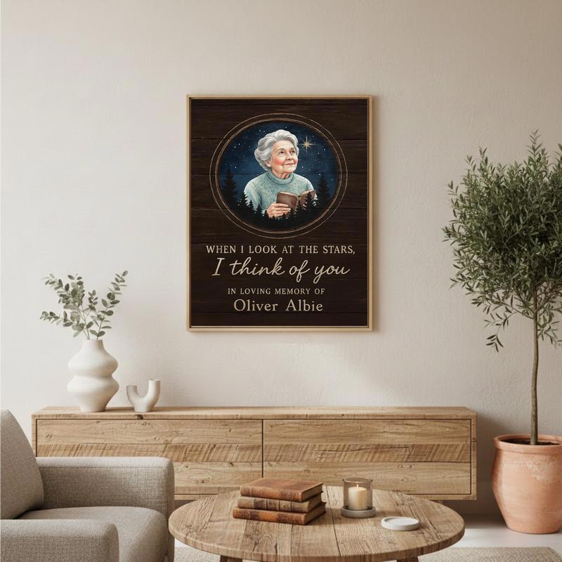 Remembering Mom - Custom Photo & Sky Map Memorial Canvas