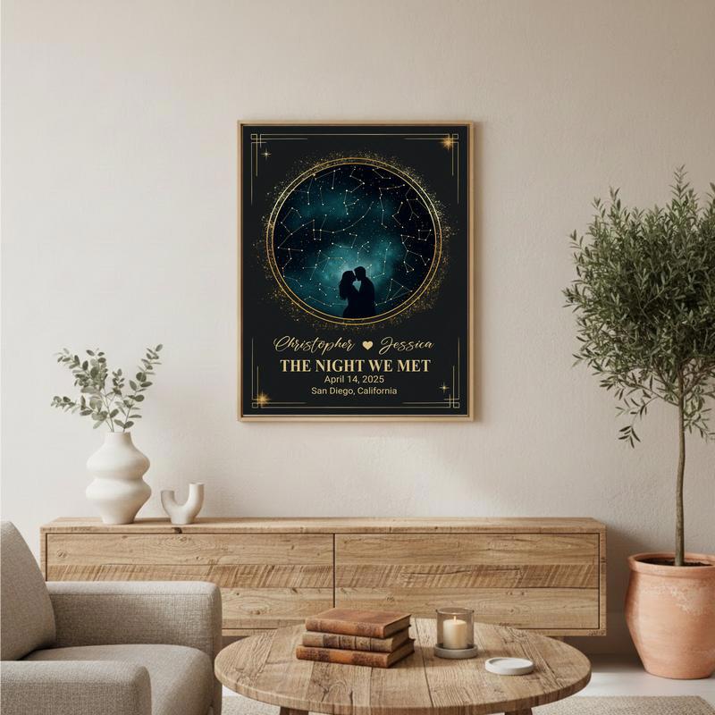 Romantic Custom Star Map For Couples Wedding Gift Canvas