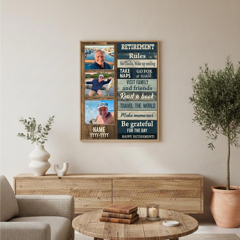 Rustic Coastal Gift For Dad's Personalized Retirement Canvas
