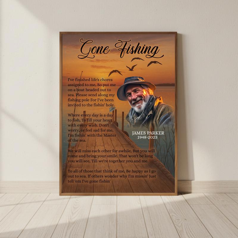 A Fisherman's Farewell - Personalized Photo Memorial Canvas - Personalize Wall Art