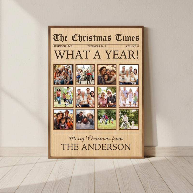 A Year To Remember - Personalized Christmas Photo Collage Canvas - Personalize Wall Art
