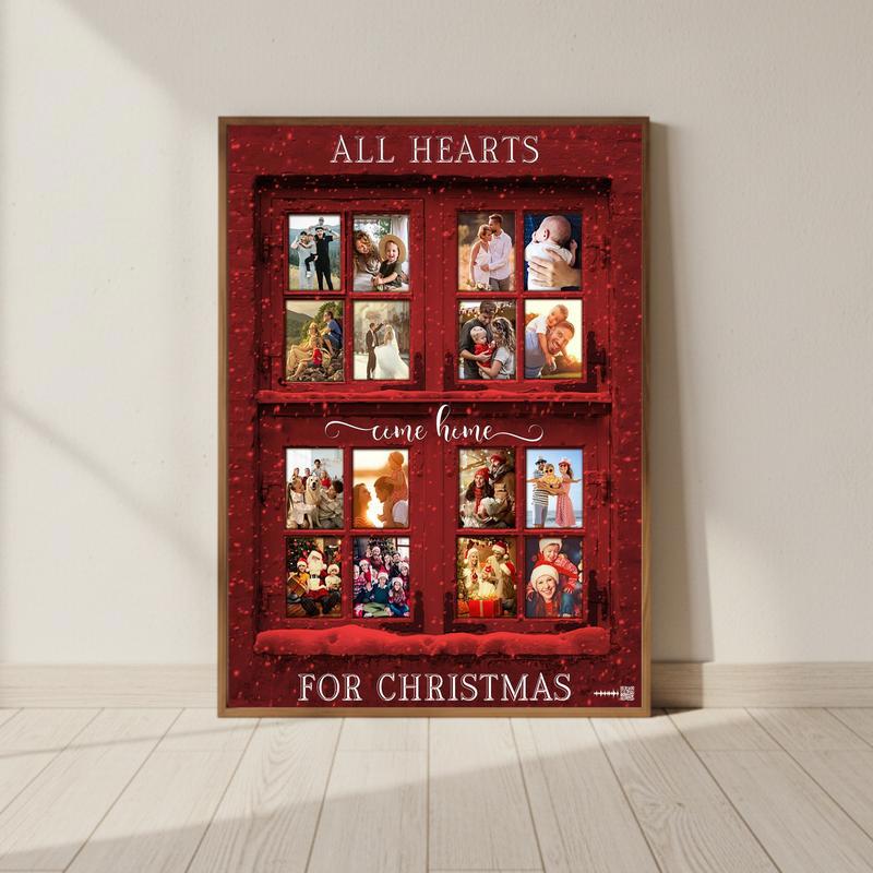 Our Home's Christmas Heart Red Window Photo Canvas Keepsake - Personalize Wall Art