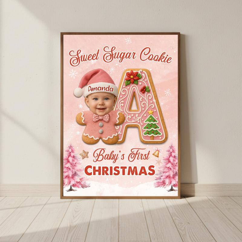 Baby's Sweetest Keepsake - Personalized Pink Sugar Cookie Canvas - Personalize Wall Art