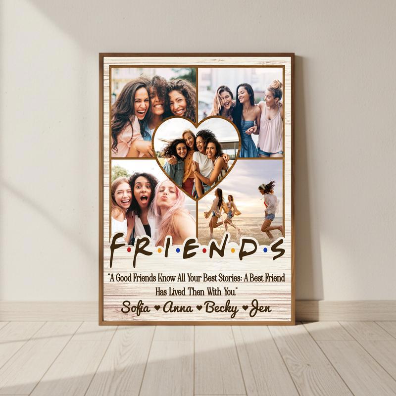 Bestie Birthday Photo Collage Canvas - Unique Rustic Friendship Gift - Personalize Wall Art