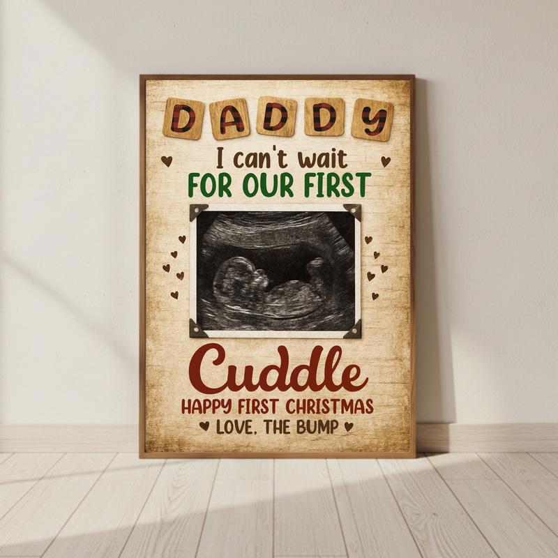 Bump's First Gift - Personalized Ultrasound Christmas Canvas - Personalize Wall Art