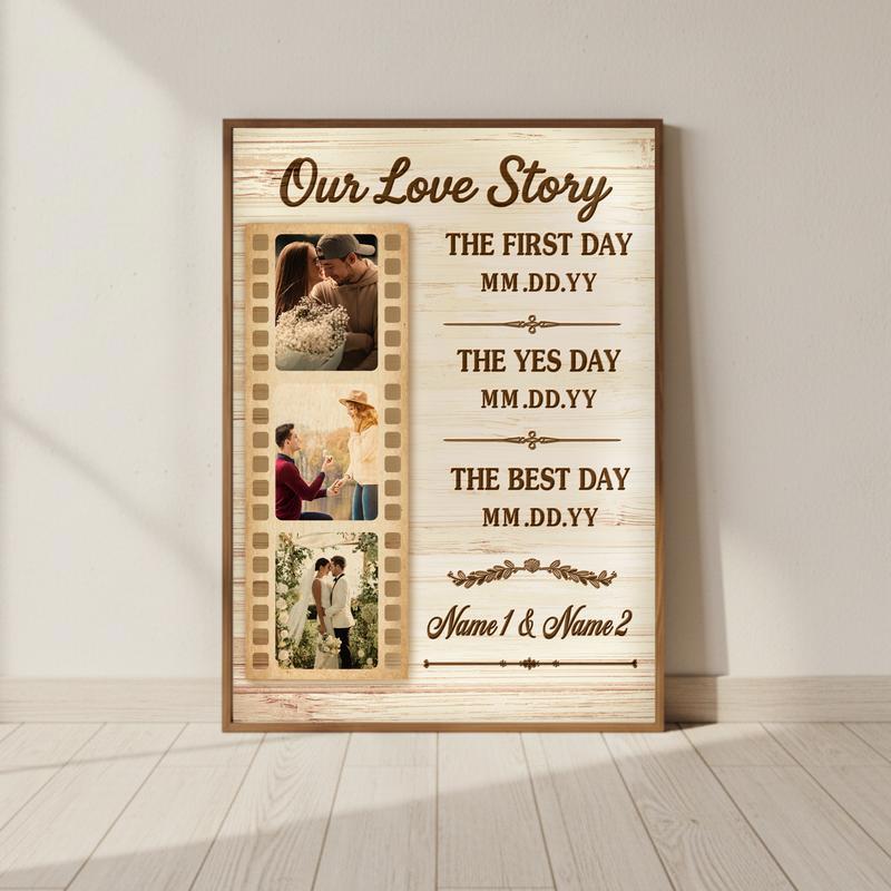 Cherish Our Journey - Personalized Milestone Photo Timeline Canvas - Personalize Wall Art