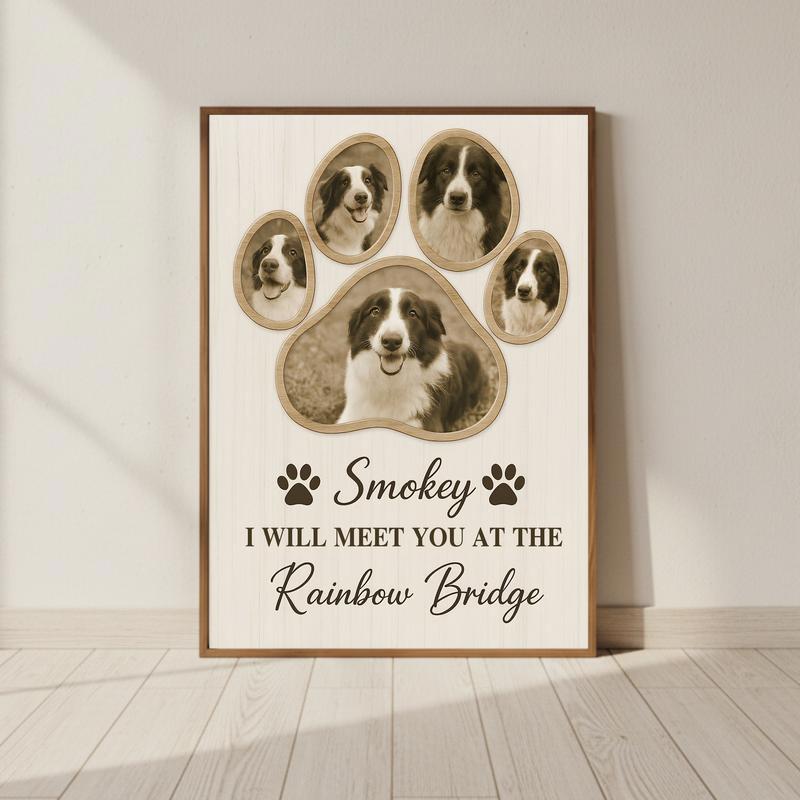 Custom Dog Loss Paw Print Remembrance Photo Canvas - Personalize Wall Art