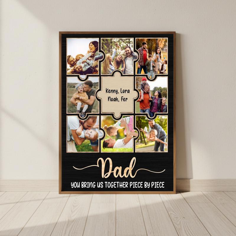 Custom Family Photo Collage Canvas - Father’s Day Gift For Dad - Personalize Wall Art
