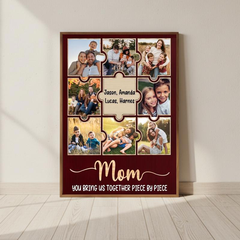 Custom Family Photo Collage Canvas - Mother’s Day Gift For Mom - Personalize Wall Art