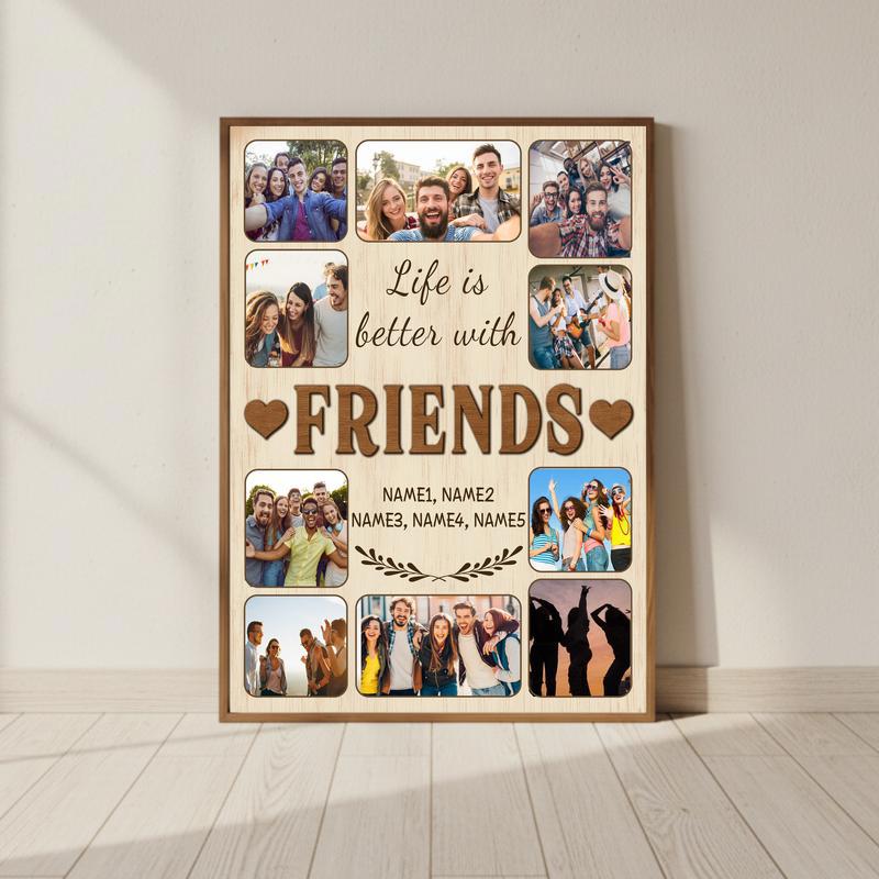 Custom Life Is Better With Friends Canvas - Gifts For Bestie - Personalize Wall Art