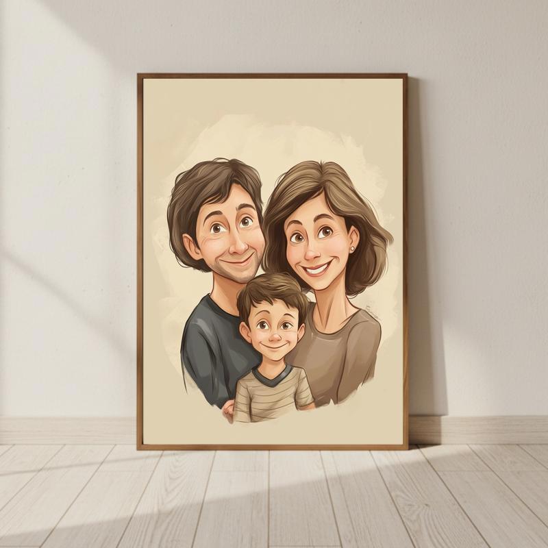 Heartfelt Humor Your Family Caricature Portrait Canvas - Personalize Wall Art