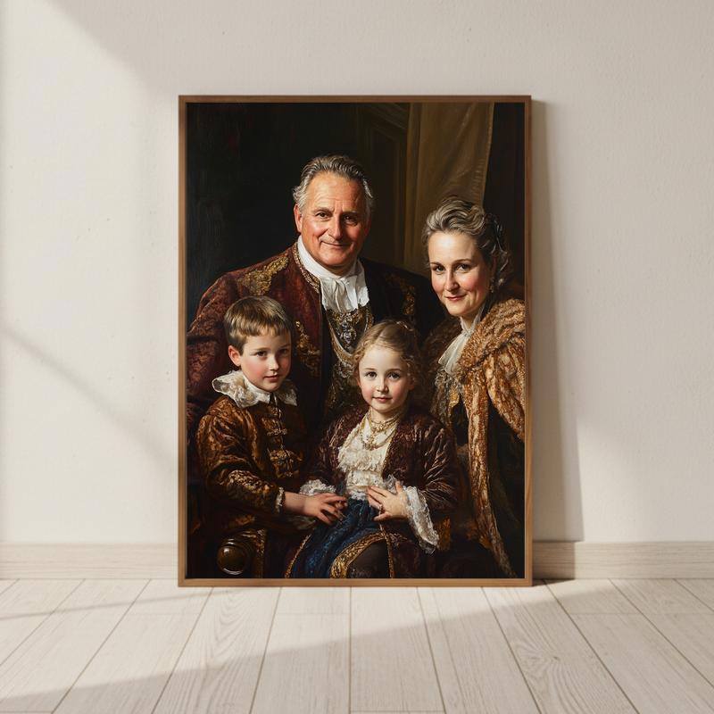 Hand-Painted Royal Family Portrait Wall Art Canvas - Personalize Wall Art