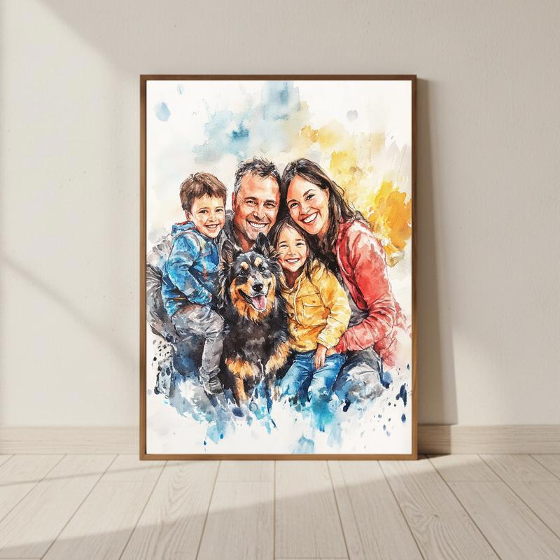 Hand-Painted Style Family Canvas A Treasured Watercolor Heirloom - Personalize Wall Art