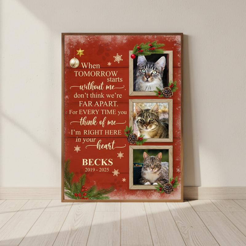 Forever In My Heart - Custom Cat Memorial Photo Collage Canvas - Personalize Wall Art