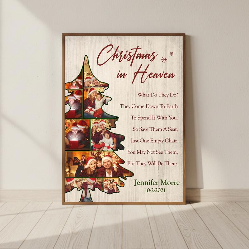 Forever In Our Hearts Personalized Christmas Family Tree Memorial Canvas - Personalize Wall Art