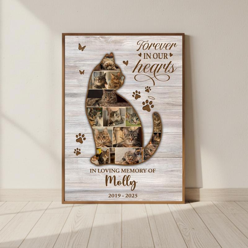 Forever Loved - Custom Cat Loss Photo Keepsake Canvas - Personalize Wall Art