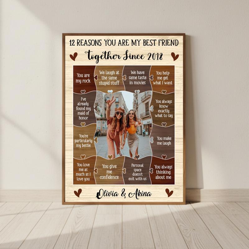 Friendship Appreciation - 12 Reasons Why I Love My Bestie Canvas - Personalize Wall Art