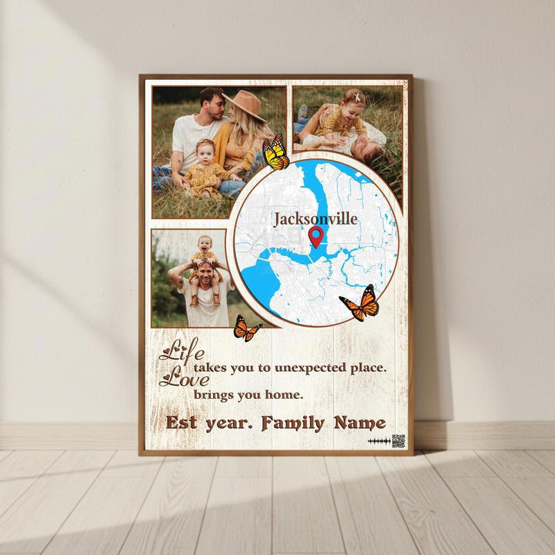 Personalized Map Canvas Life's Unexpected Journey Photo Art - Personalize Wall Art