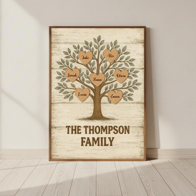 Meaningful Gift For Family - Personalized Family Tree Canvas - Personalize Wall Art