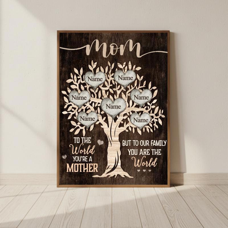 Unique Mom Keepsake Canvas My World in One Person Art - Personalize Wall Art
