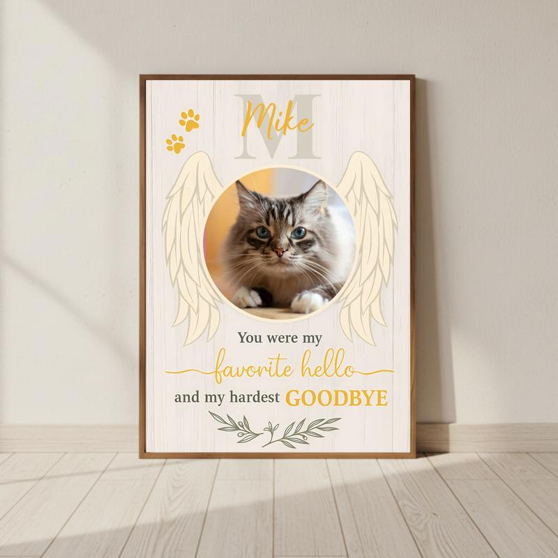Personalized Cat Photo Memorial With Angel Wings Canvas - Personalize Wall Art