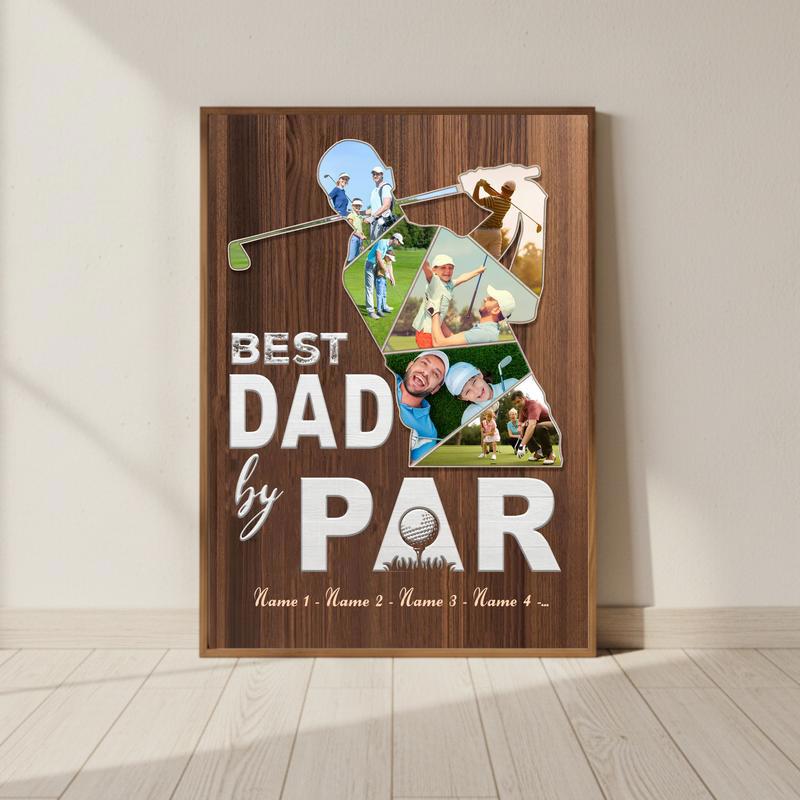 Capture Dad's Golf Day Custom Photo Collage Canvas - Personalize Wall Art