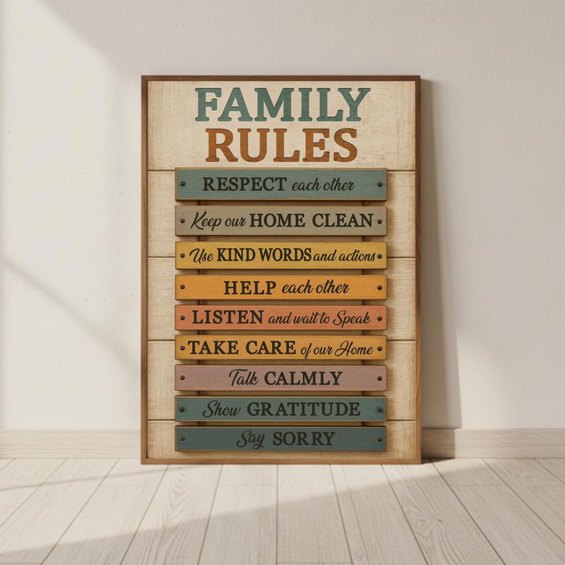 Personalized Family Rules Sign Rustic Farmhouse Canvas - Personalize Wall Art