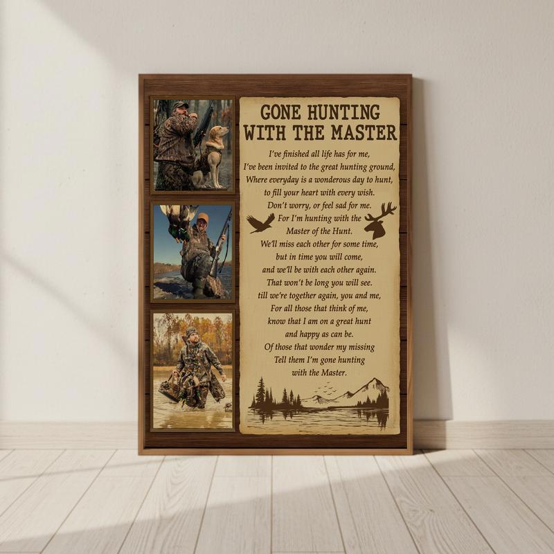 Personalized Hunter Memorial - Gone Hunting Remembrance Canvas - Personalize Wall Art