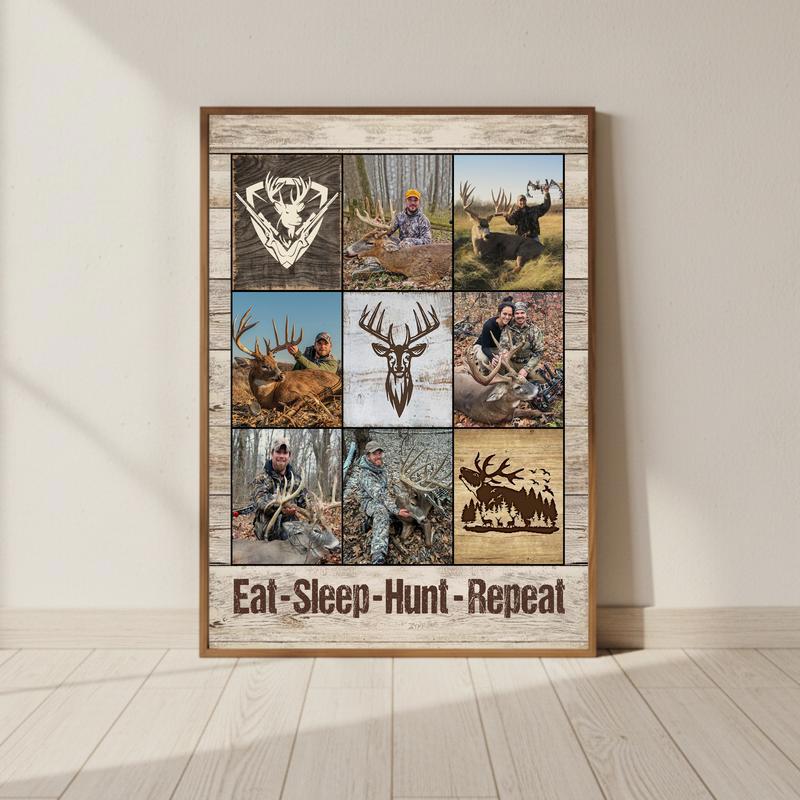 Personalized Hunting Photo Collage Canvas For Outdoorsmen Memories - Personalize Wall Art