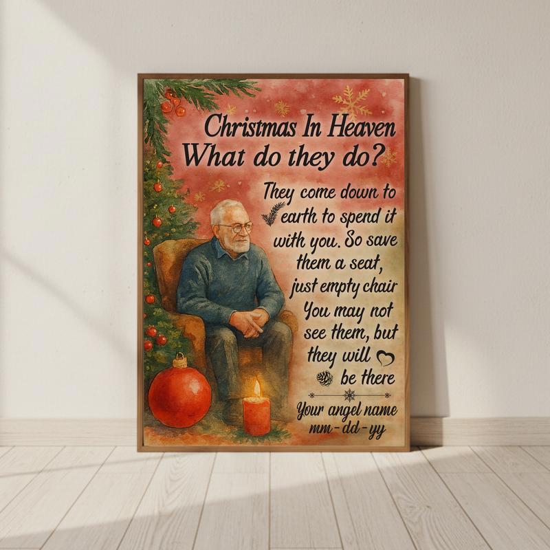 Personalized Memorial Keepsake Christmas In Heaven Canvas - Personalize Wall Art
