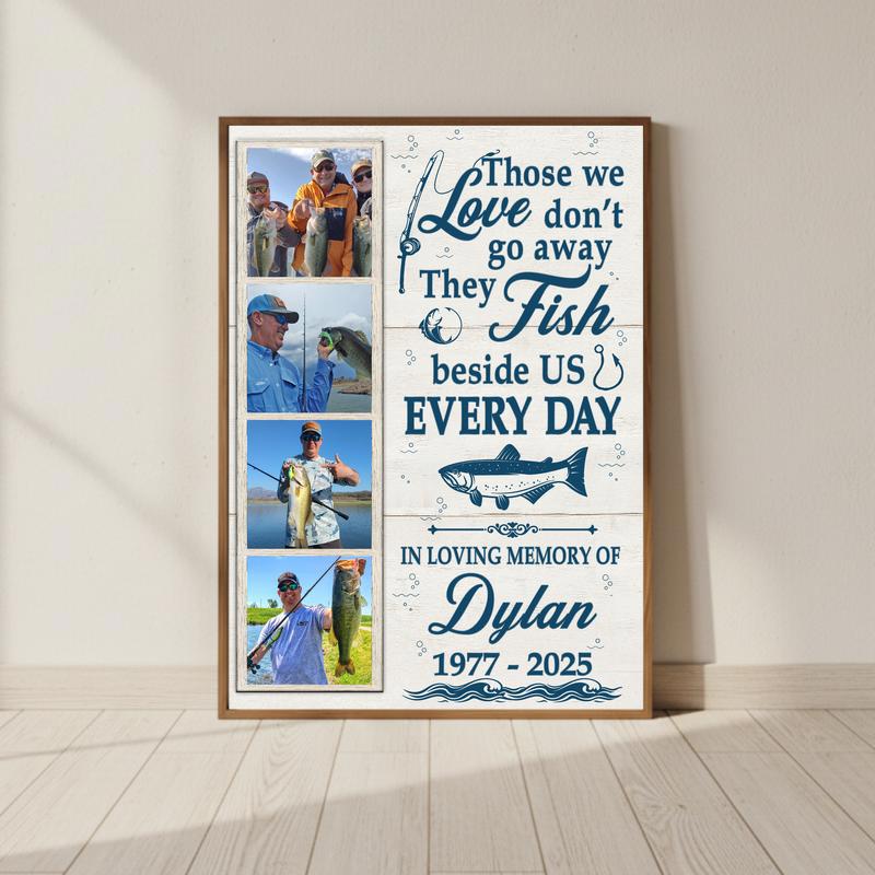 Personalized Memory Keepsake - Fishing Memorial Canvas - Personalize Wall Art