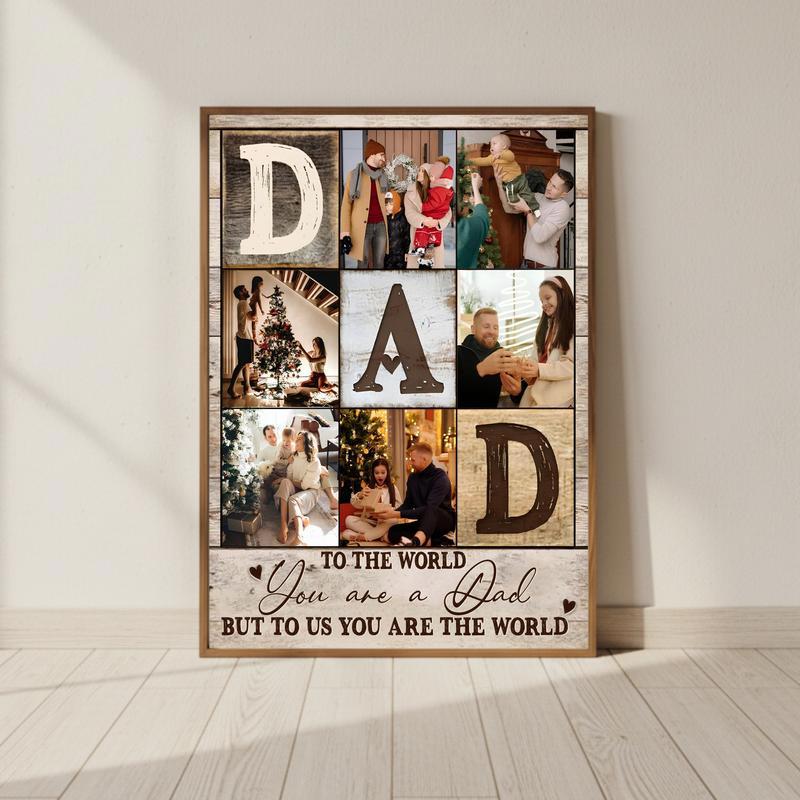 A Father's World in Photos Personalized Collage Canvas - Personalize Wall Art