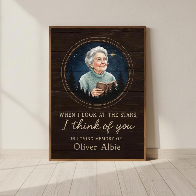 Remembering Mom - Custom Photo & Sky Map Memorial Canvas - Personalize Wall Art