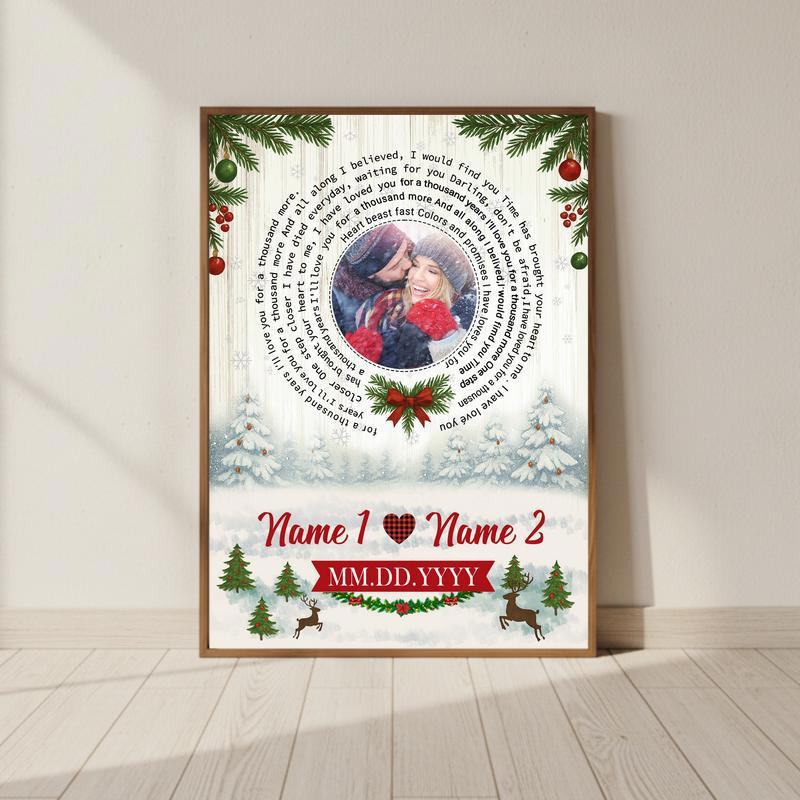 Romantic Christmas Gift Custom Love Song Photo Canvas - Personalize Wall Art