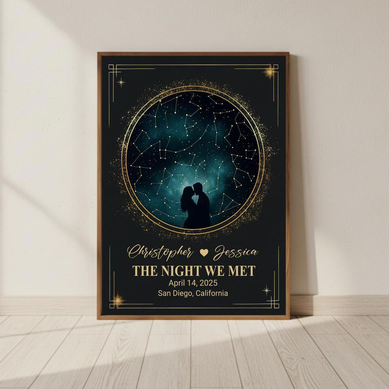 Romantic Custom Star Map For Couples Wedding Gift Canvas - Personalize Wall Art